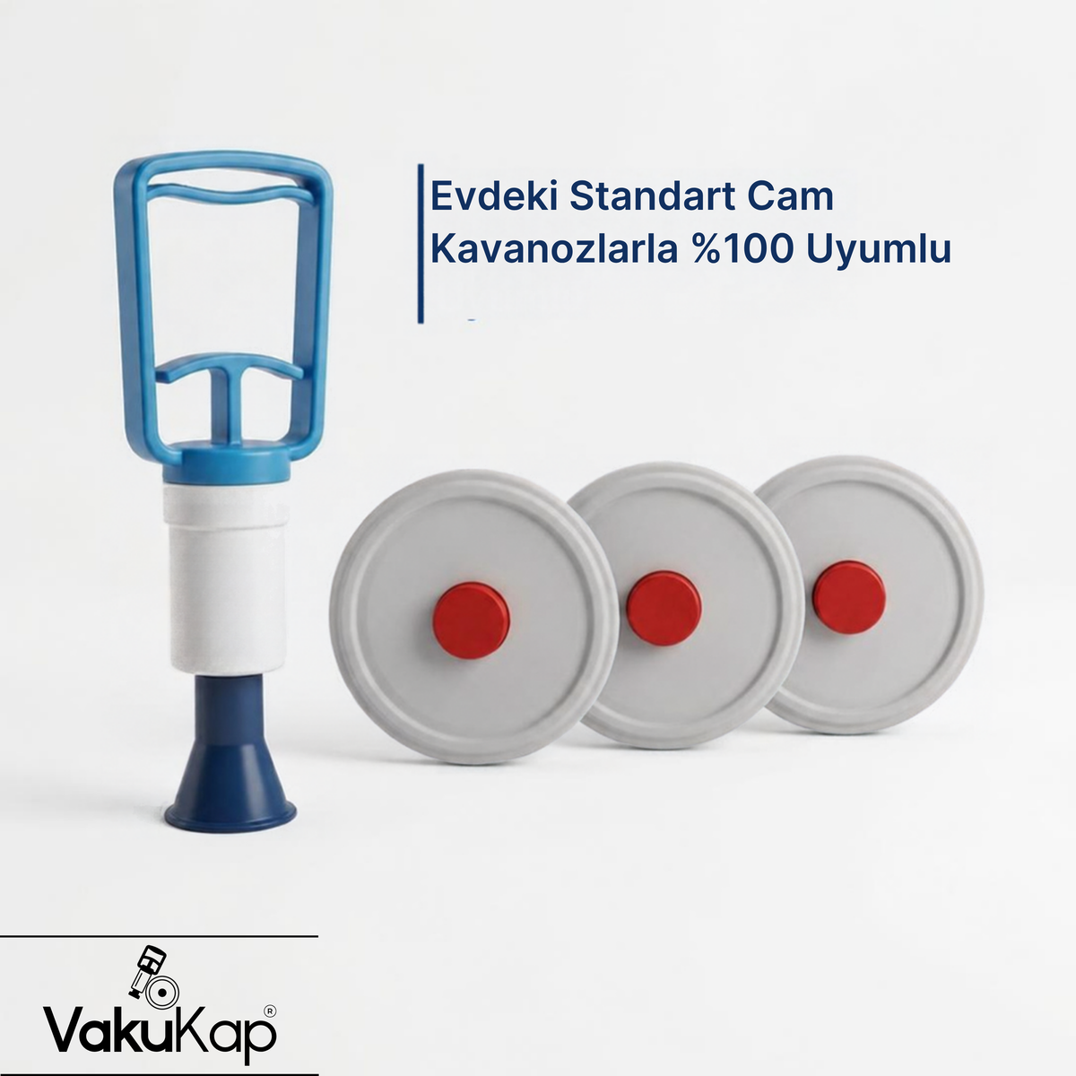 VakuKap - Mekanik Cam Kavanoz Vakumlama Seti (Vakum Pompası + Valfli Kapak)